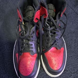 Red and Black High-Top Sneakers